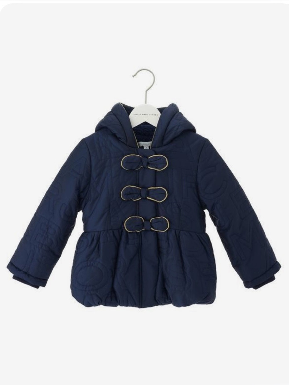 Little Marc Jacobs Girls Logo Stitching Puffer Coat/Jacket, Navy, Size 5